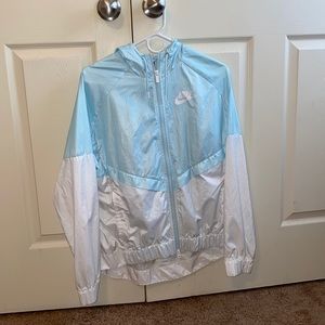Nike windbreaker, light blue & white, size large.